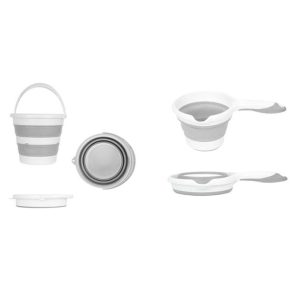 Seau à eau et tasse pliants