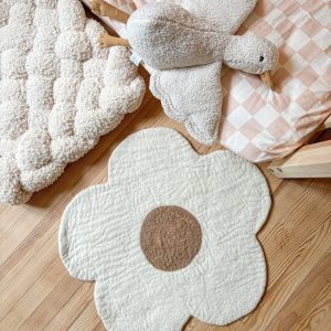 Tapis fleurs marguerite en laine feutrée