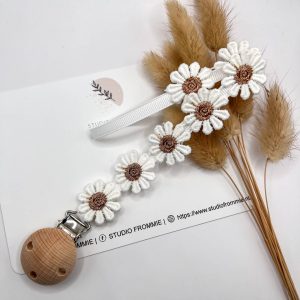 Attache tétine fleur marguerite