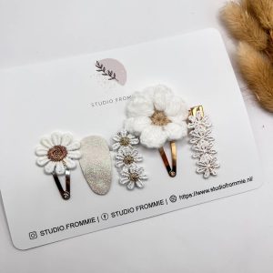 Lot de barrettes fleuries Rêve Blanc