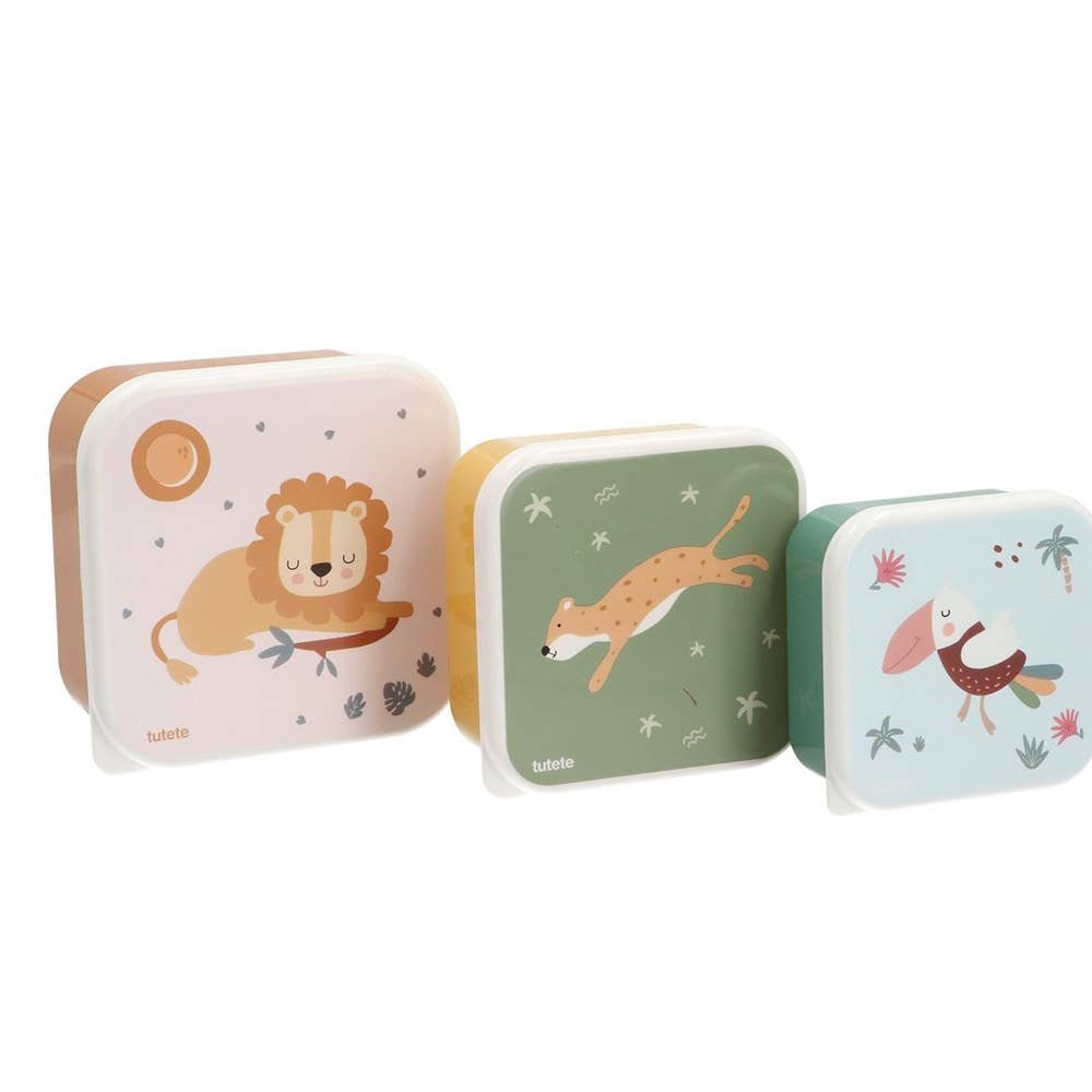 Lot de 3 boîtes à goûter Animaux Savane