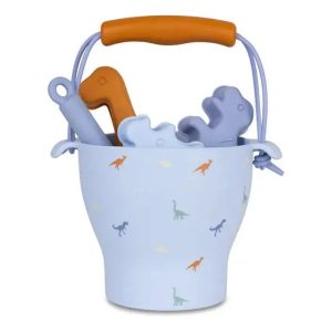 Seau et jouets de plage en silicone dinosaures