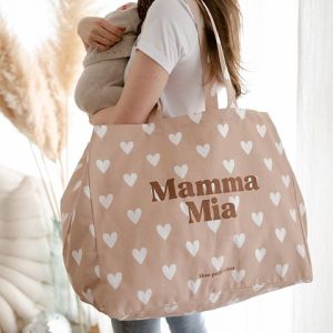 Cabas XXL COEUR Beige Nude MAMMA MIA
