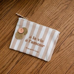 Porte-Monnaie RAYÉ Beige nude À LA VIE À L&rsquo;AMOUR
