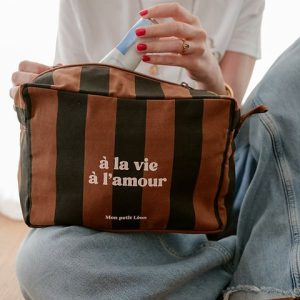 Trousse de toilette Rayé Marron À LA VIE À L&rsquo;AMOUR