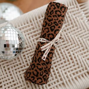 PETIT Foulard LÉOPARD Marron en gaze de coton 65×65 cm