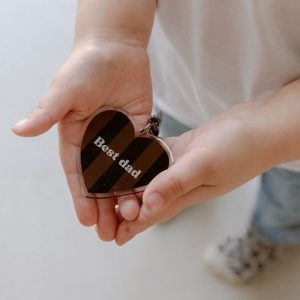 Porte-Clés Best Dad Rayé Marron