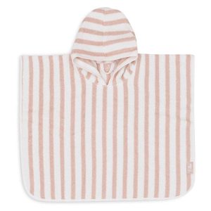 Poncho de bain éponge Stripe Wild rose GOTS