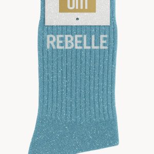 Chaussettes à Paillettes à Message « Rebelle » – Bleu Turquoise