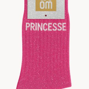 Chaussettes à Paillettes à Message « Princesse » – Rose Fuschia