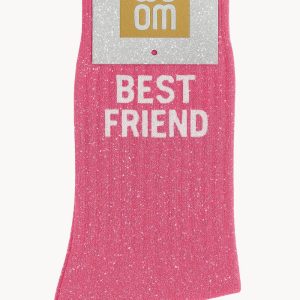 Chaussettes à Paillettes à Message « Best Friend » – Rose Bubble