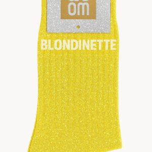 Chaussettes à Paillettes à Message « Blondinette » – Jaune