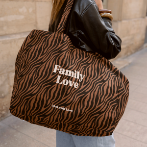 Cabas XXL Zèbre foncé Family Love