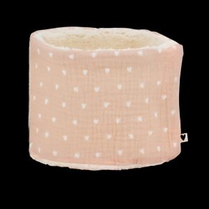 Tour de cou gaze de coton beige petits cœurs
