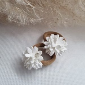 Elastiques pour enfant fleurs blanches