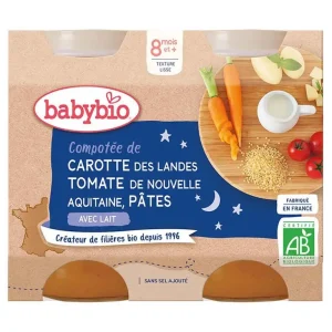 BABYBIO Petits pots Carotte Tomate & Pâtes 2 x 200g