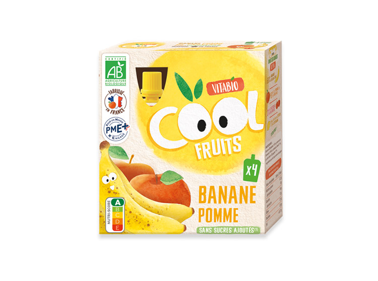 VITABIO Cool Fruits Banane Pomme BIO – 4 x 90g