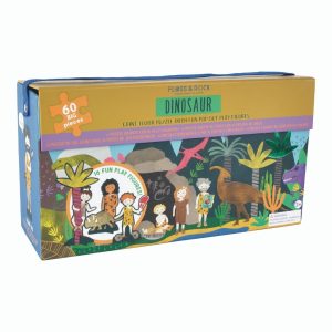 Puzzle de sol géant 60 pièces Dinosaures avec figurines