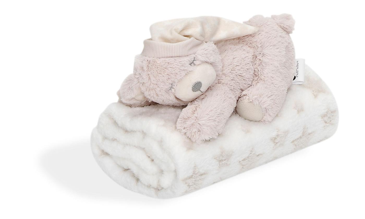 Couverture polaire et peluche ourson beige Interbaby – Image 2