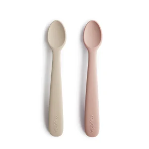 Cuillère bébé en silicone lot de 2 Blush/Sable Mushie