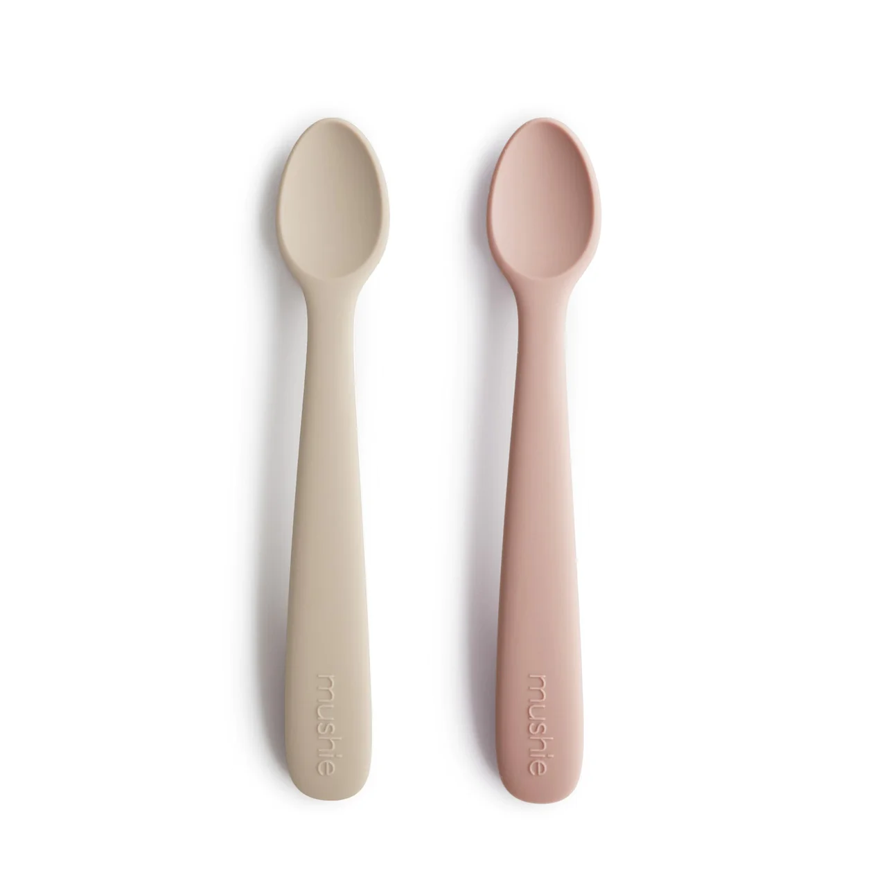 Cuillère bébé en silicone lot de 2 Blush/Sable Mushie