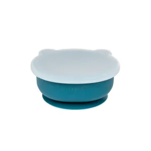 Bol silicone ventouse avec couvercle petit ours bleu nuit