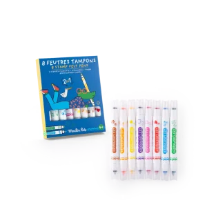 Les Loufoques 8 feutres tampons 2 en 1