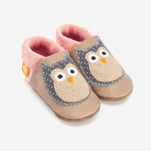Chaussons en cuir enfant Eulalia la chouette Orangenkinder
