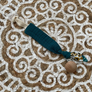 Attache Tétine bleu paon / tropical