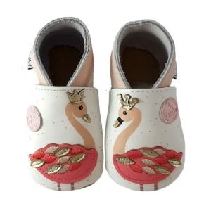 Chaussons cuir souple Flamants roses Lait et Miel