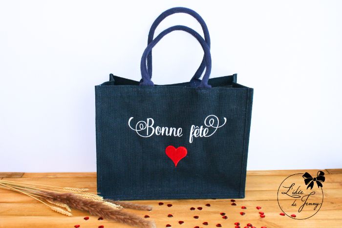 Cabas en toile de jute – Rouge anses rouges – Image 5