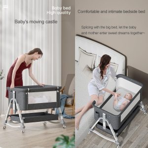 Berceau Réglable – Lit Berceau Avec Matelas, Panier De Rangement et Moustiquaire – Nouveau-né