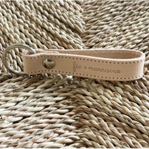 Porte clefs en cuir naturel « Fée marraine » Marcel & Lily