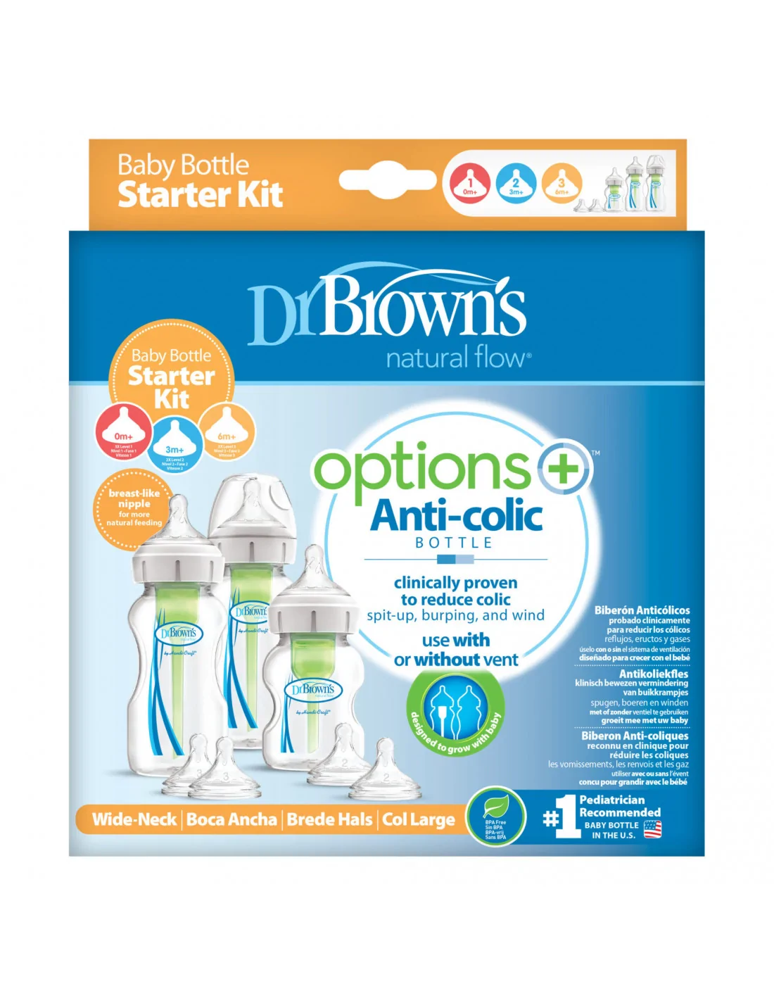 Dr Brown’s Kit Biberons Options+ Anti-colic col large