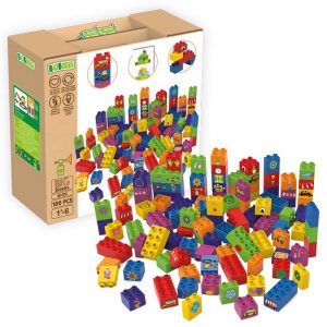 Blocs d’apprentissage 100 briques colorées Biobuddi