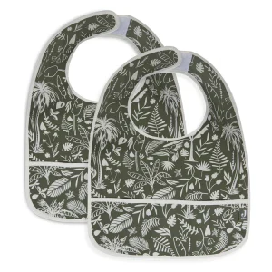 Bavoir imperméable Botanical Leaf Green (2 pièces)