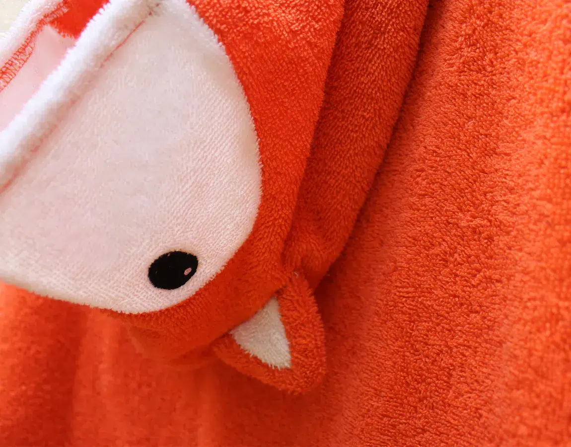 Poncho de bain enfant 100% coton biologique _ Renard (personnalisable) – Image 3