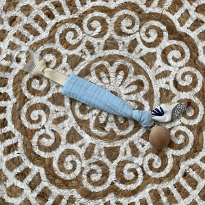 Attache Tétine bleu clair / tropical