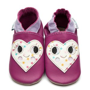 Chaussons pour bébé en cuir souple Cupidon raisin