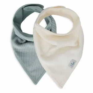Bavoir bandana Velvet Rib – Sea Green/Ivory – 2 Unités
