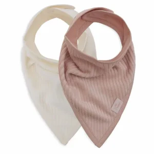 Bavoir bandana Velvet Rib – Rose/Ivory – 2 Unités