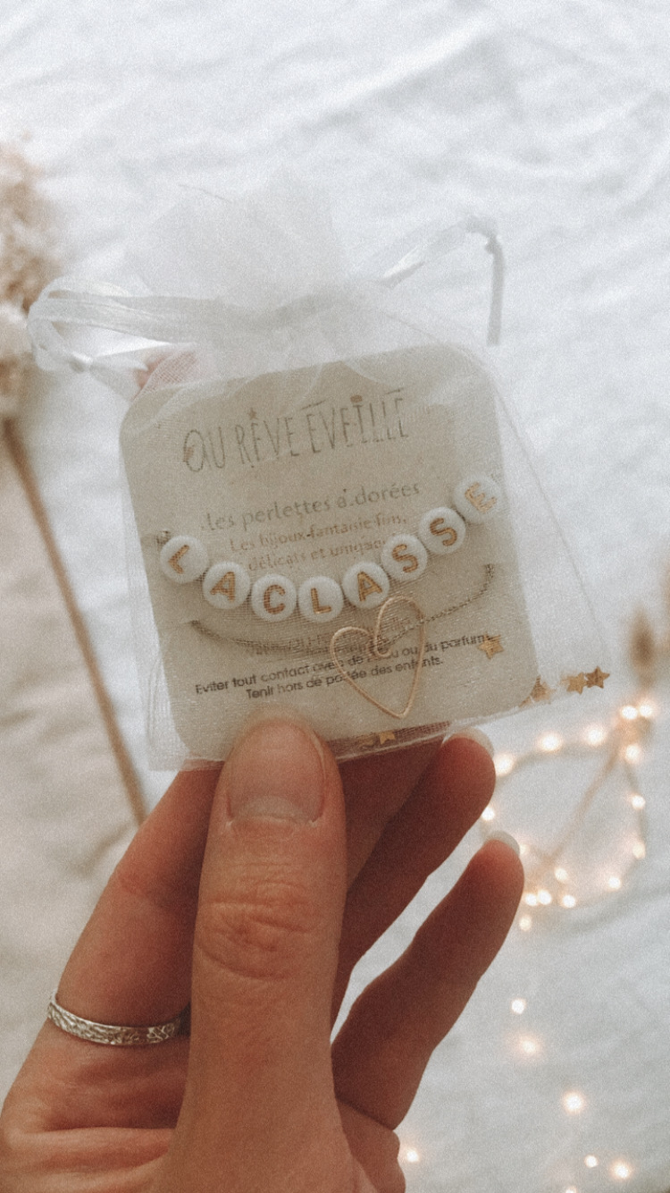 Ma rentrée en 6e, bracelet perles et cœur « mot/prénom » personnalisé – Image 3