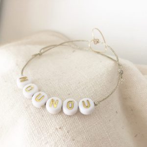 Bracelet perles et cœur « nounou »