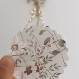 Ma rentrée en 6e, bracelet perles et cœur « mot/prénom » personnalisé