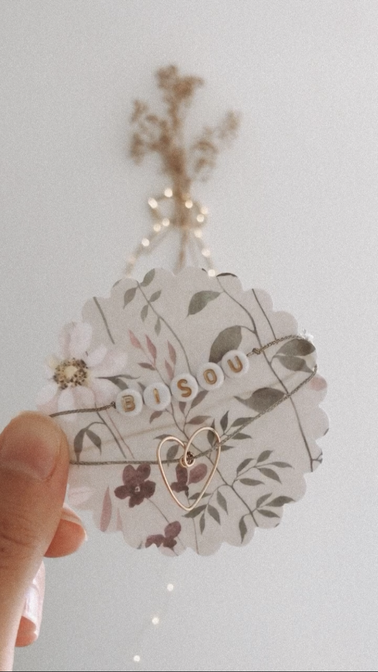 Ma rentrée en 6e, bracelet perles et cœur « mot/prénom » personnalisé