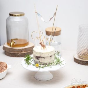 Cake topper prénom en filaire doré – 9 lettres