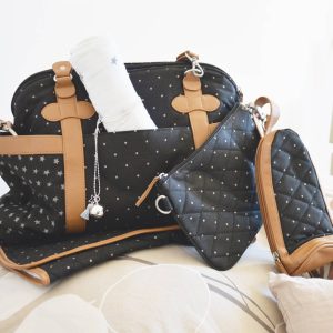 « Maman rêveuse » Sac à langer + bola pompom + lange étoiles moyennes