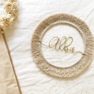 Couronne macramé et filaire doré 20 cm 1 prénom max 5 lettres