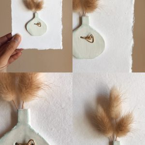 Petite carte fleurie « dame jeanne verte et pampas »