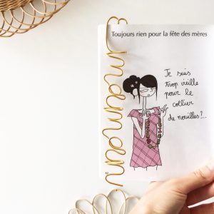 Marque-page en filaire « <3 Maman" 5 lettres